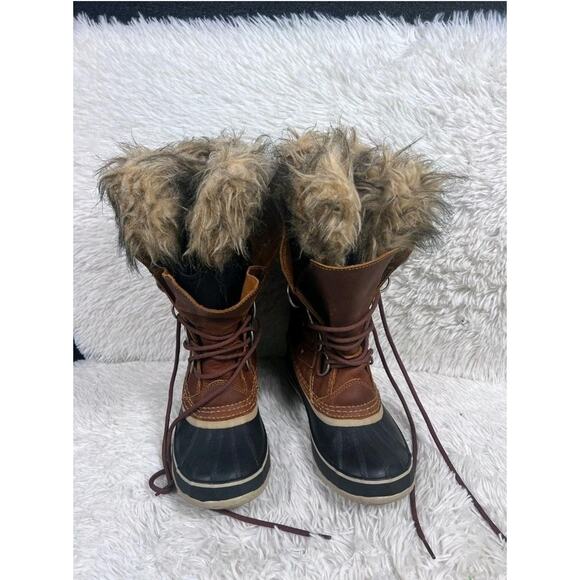 Sorel Joan of Arctic Premium Boots Womens Size 8 Brown Waterproof Faux Fur Snow - Picture 1 of 11